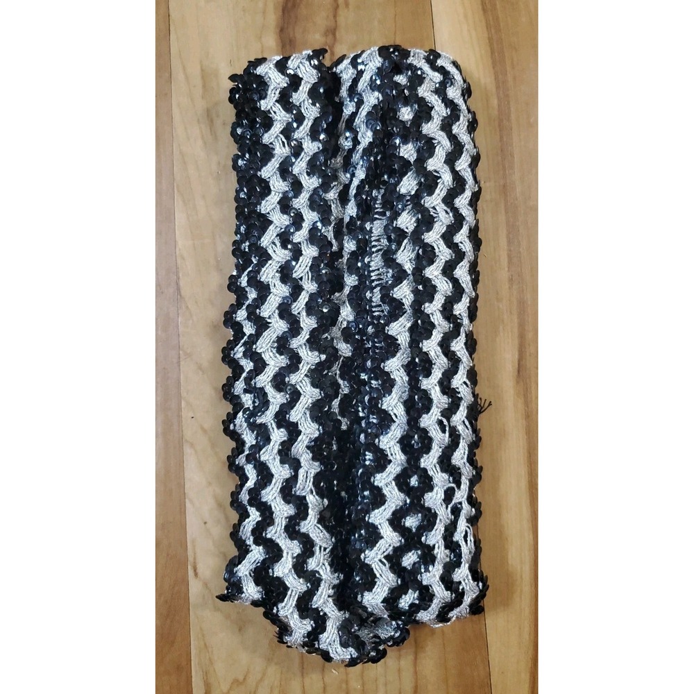 Black Silver Sequin Trim Ribbon Wavy Braid Lace Trimming Costumes Crafts 4 Yards